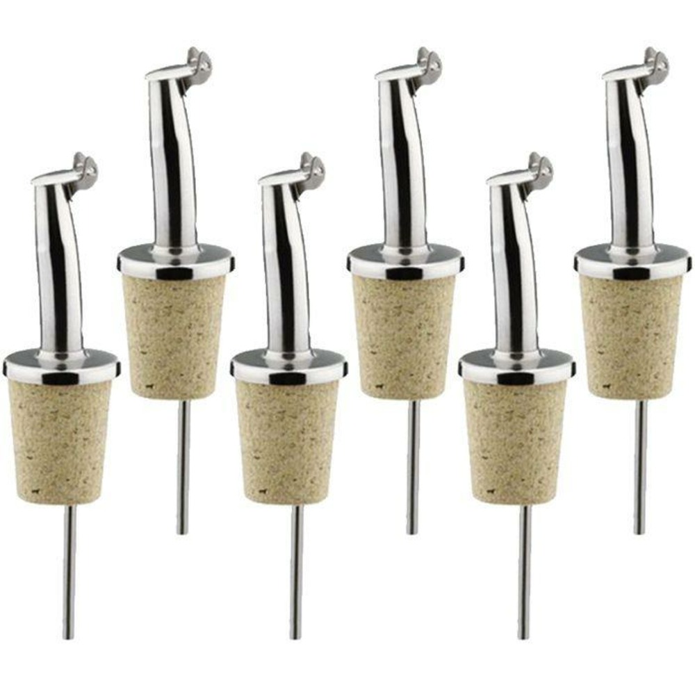 6 bouchons verseurs à clapet en inox et liège