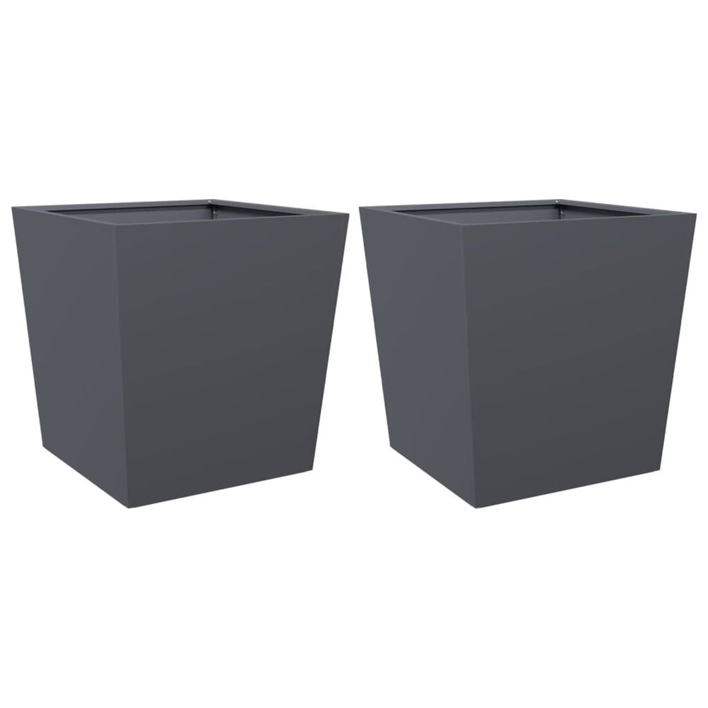 Jardinière d'extérieurs 2 pcs anthracite 50x50x50 cm acier