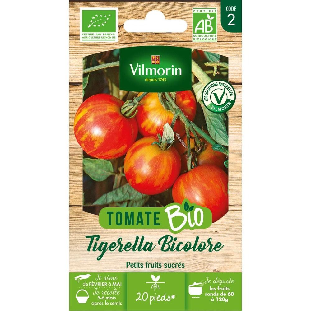 Sachet de graines tomate tigerella bicolore bio