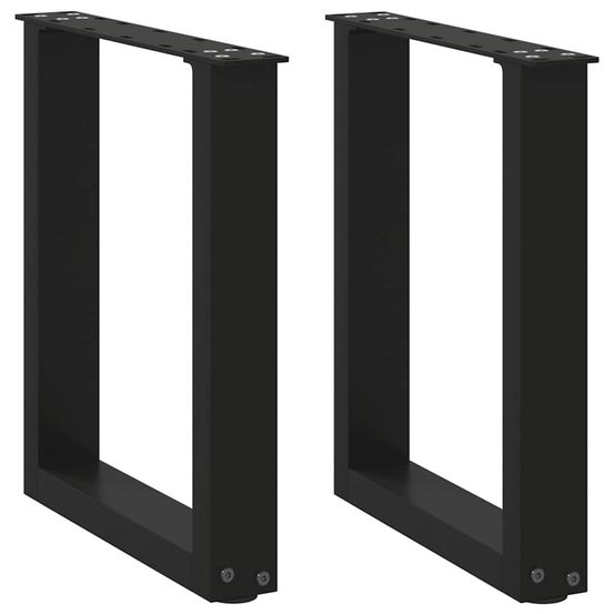 Pieds de table basse en u 2 pièces noir 28 x (42-43) cm acier