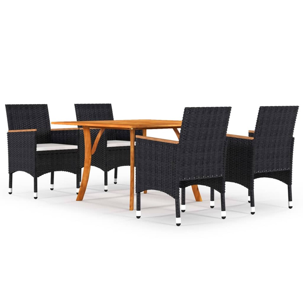 Ensemble de salle à manger de jardin 5 pcs noir