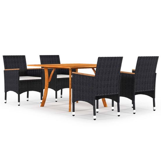 Ensemble de salle à manger de jardin 5 pcs noir
