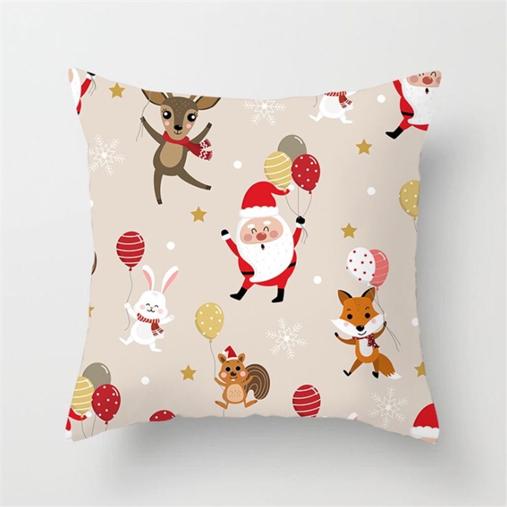 Housse de coussin de noël - père noël et ses amis