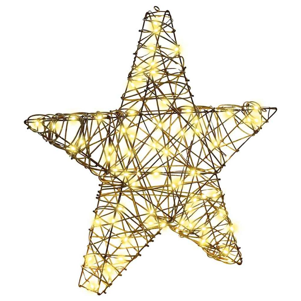 Étoile en 3d 50 led blanc chaud 55 x 52.5 x 9 cm rotin