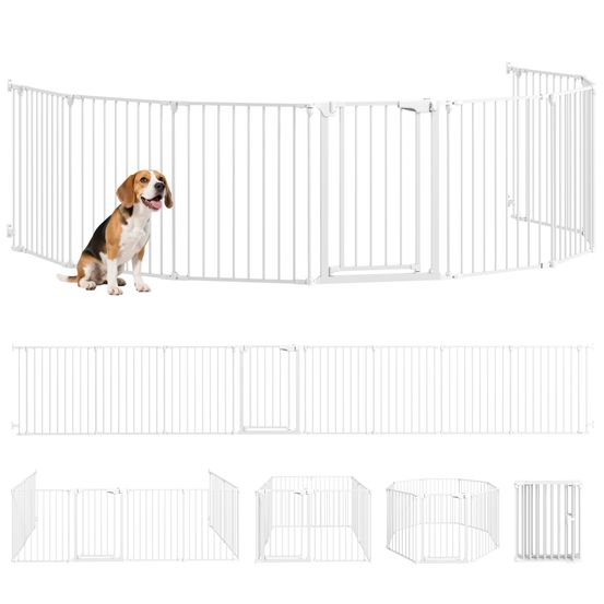 Parc pour chiot acier et plastique blanc 8 panneaux porte sécurisée petits et moyens chiens