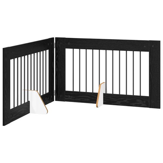 Porte de chien pliable avec supports 2 pc chêne noir 200,5 cm