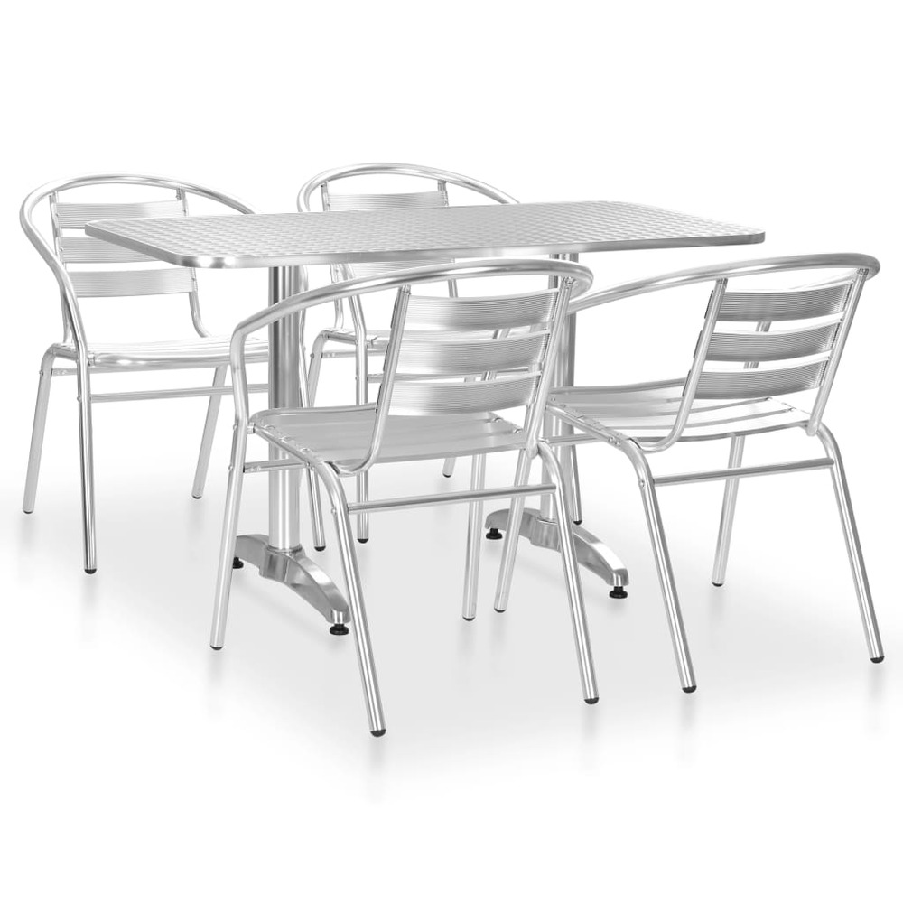 Ensemble à manger d'extérieur 5 pcs aluminium argenté