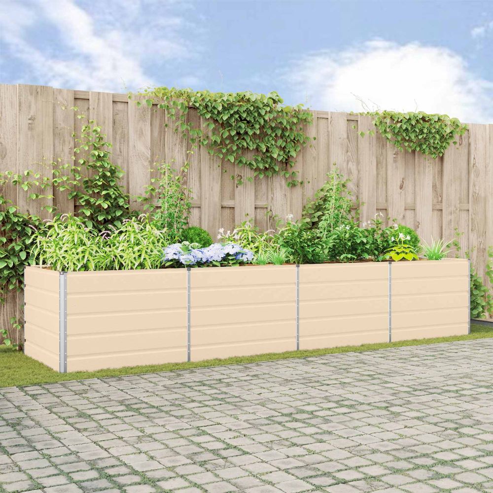 Potager surélevé géant acier galvanisé 385x100x75 cm ivoire