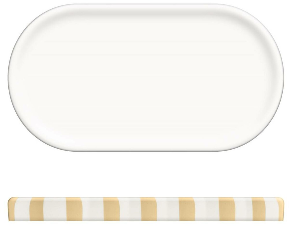 5five - plateau strio 24cm rayures orange blé en grès