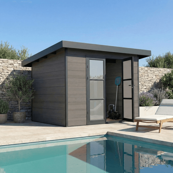 Abri de jardin composite alma - 7m2 - gris - cabane de jardin