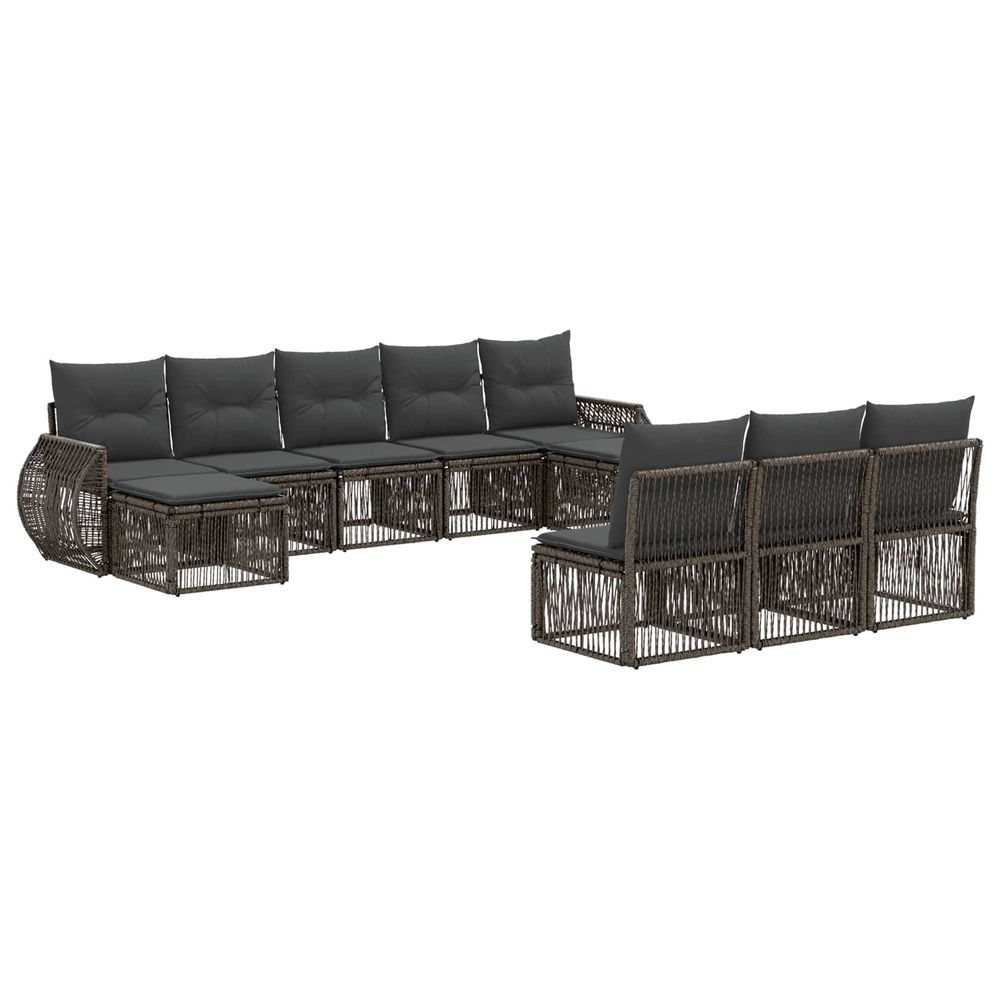 Ensemble de canapé de jardin 10 pc gris et gris foncé polyrotin