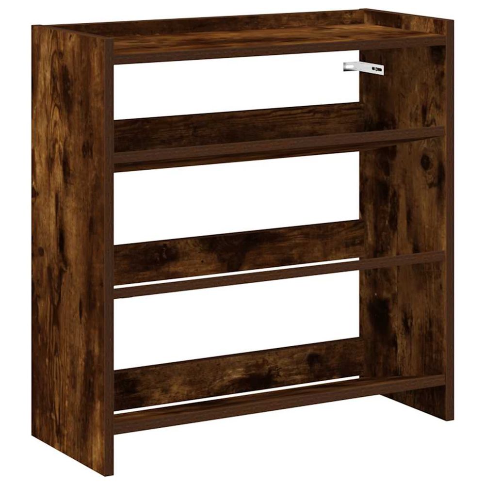Étagère à chaussures chêne fumé 60x25x62 cm bois d'ingénierie