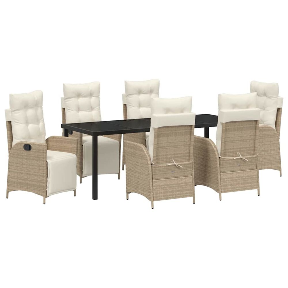 Ensemble de salle à manger pour jardin 7 pc beige polyrotin