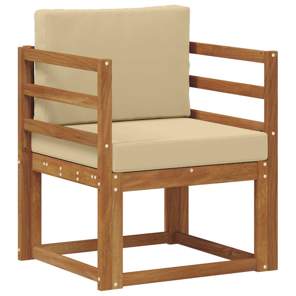 Canapé d’extérieur bois d'acacia massif et polyester naturel