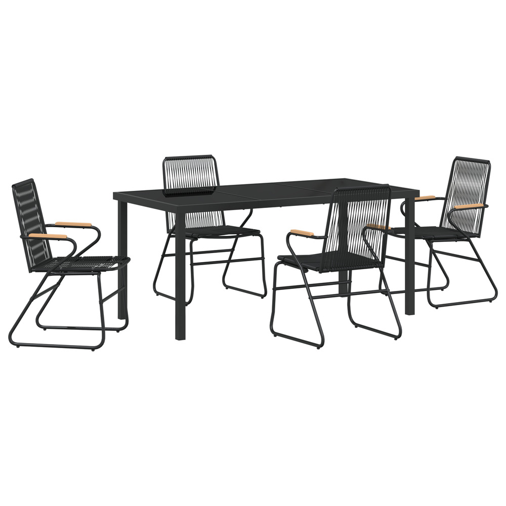 Ensemble de 5 chaises de jardin noir rattan pvc