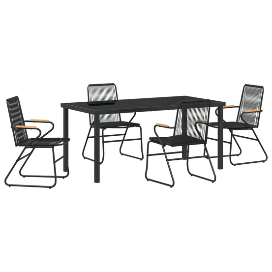 Ensemble de 5 chaises de jardin noir rattan pvc