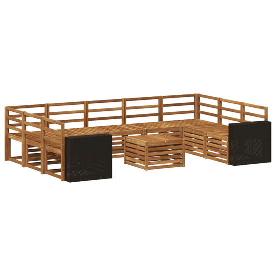 Ensembles de canapés 10 pcs naturel bois d'acacia massif
