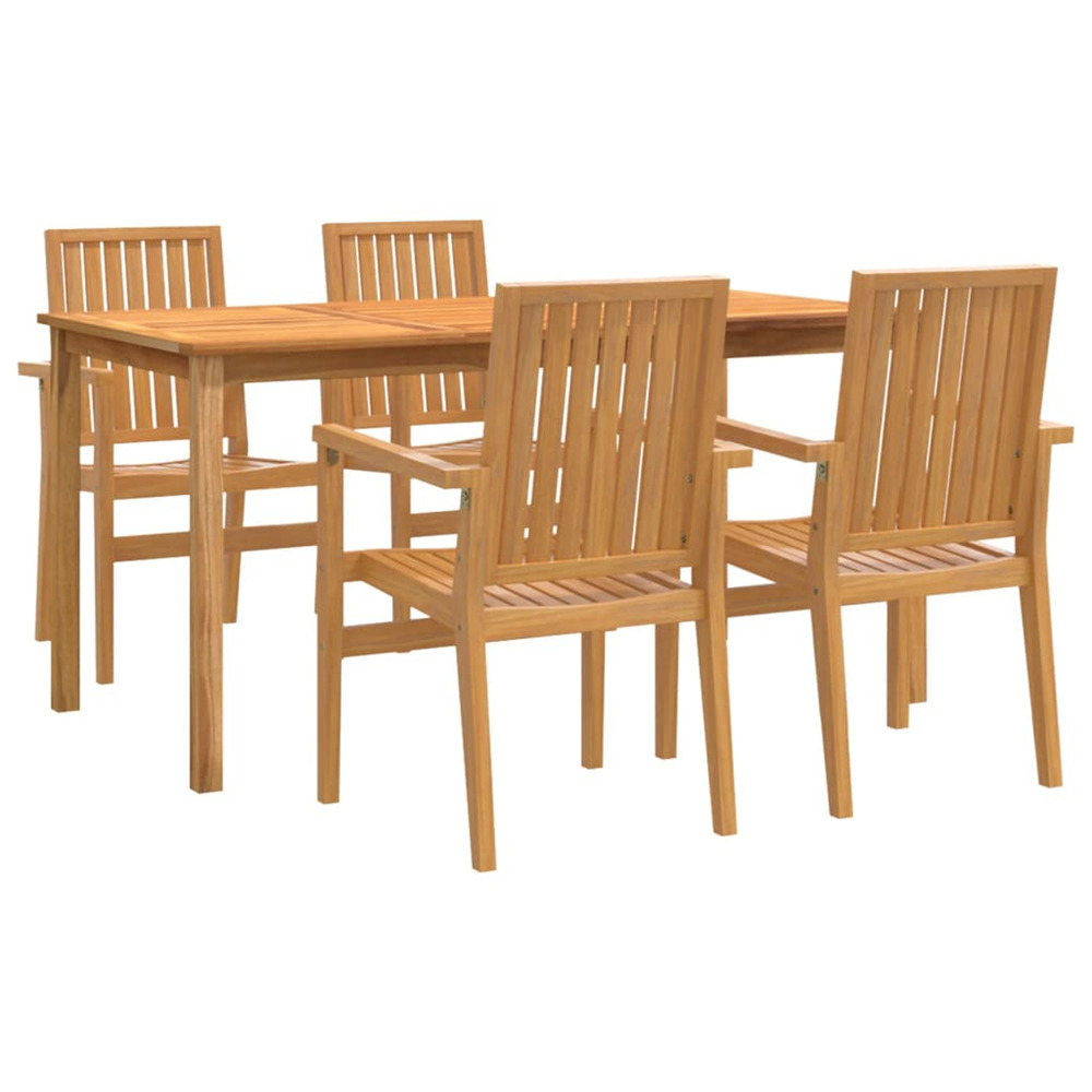 Ensemble à manger de jardin 5pcs bois de teck massif