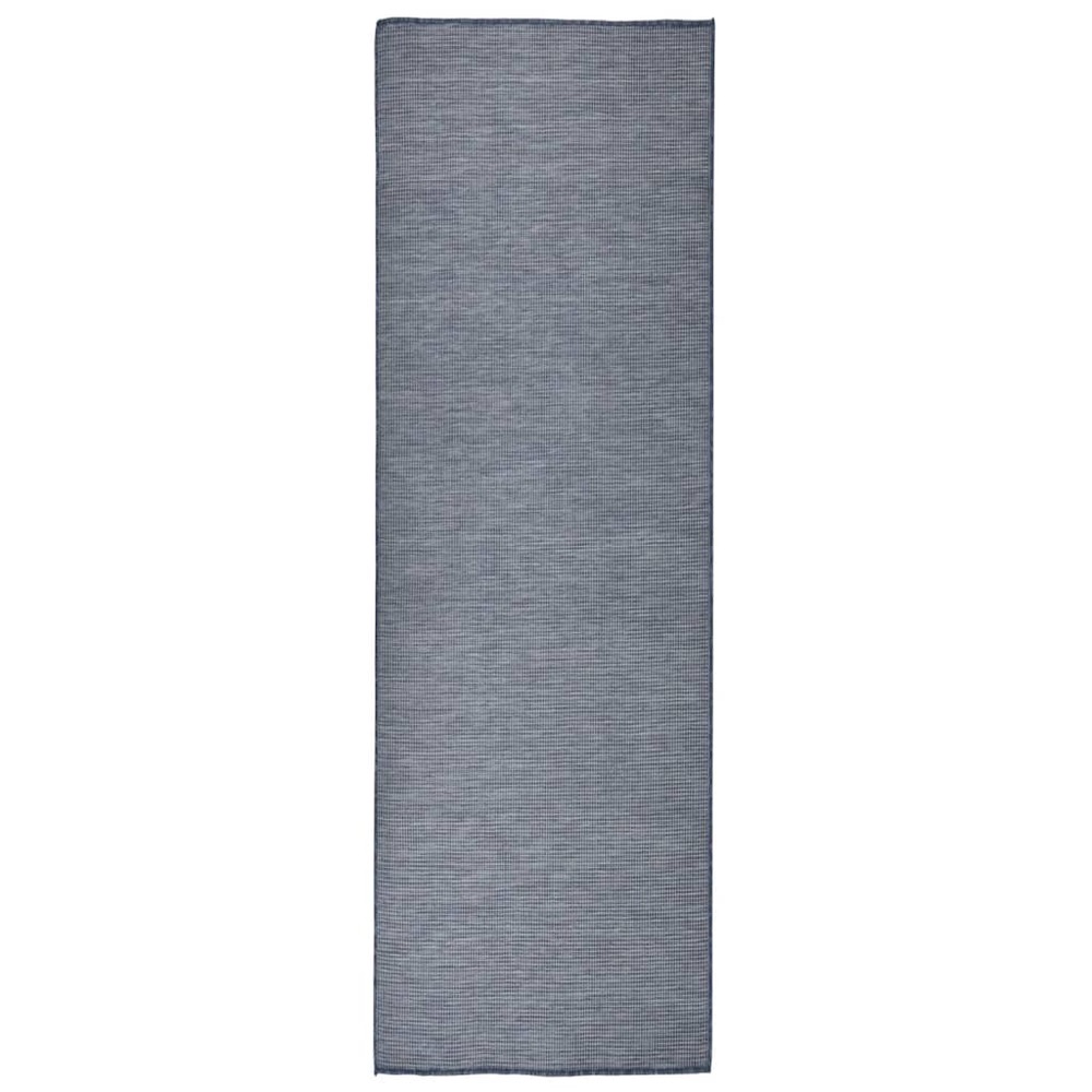 Tapis à tissage plat d'extérieur 80x250 cm bleu