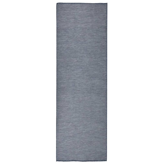Tapis à tissage plat d'extérieur 80x250 cm bleu