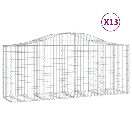 Paniers à gabions arqués 13 pcs 200x50x80/100 cm fer galvanisé