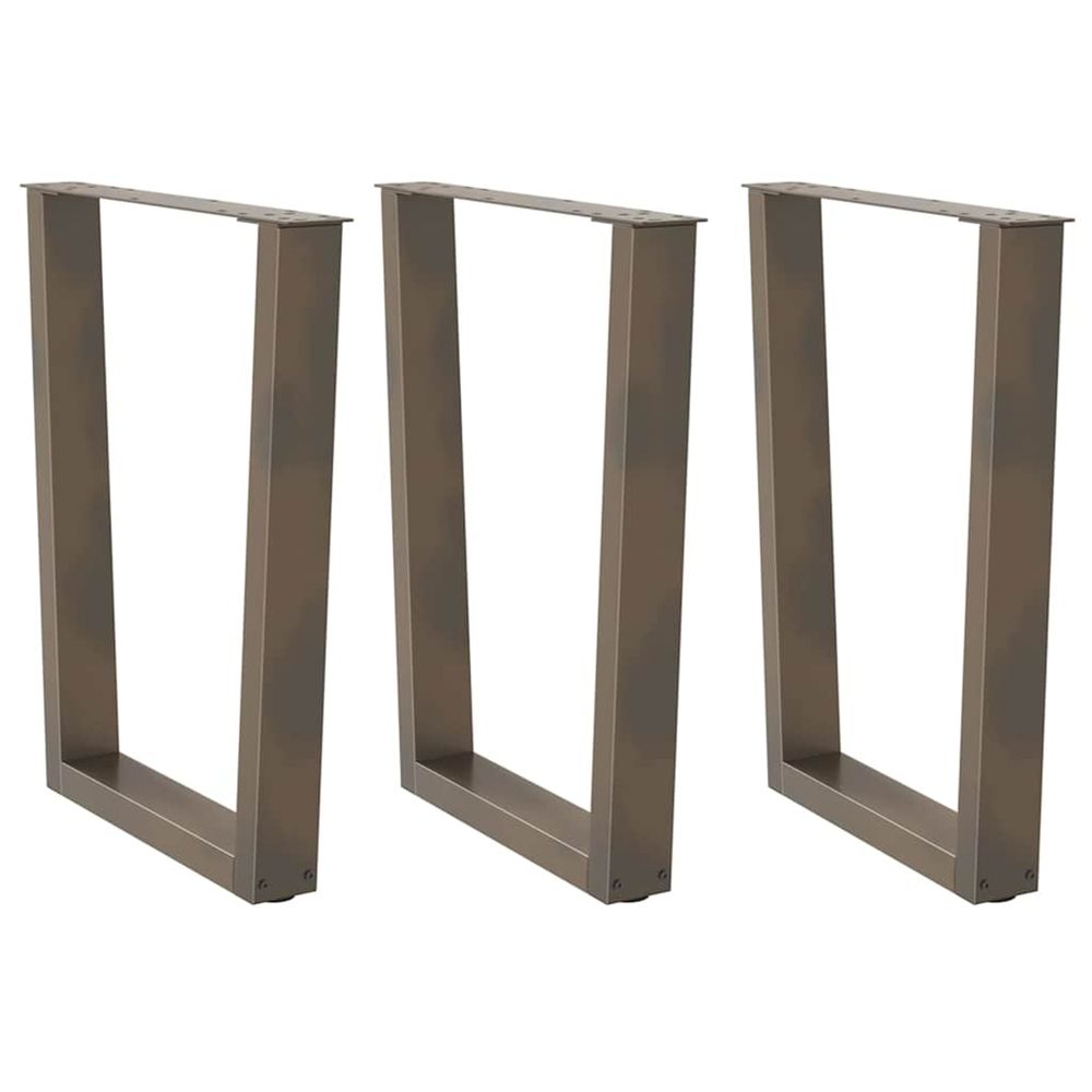Pieds de table à manger en forme de v 3 pièces acier naturel 70 x (72-73,3) cm