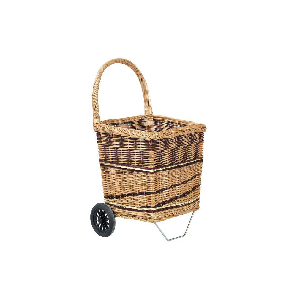 Chariot à bûches en osier bicolore