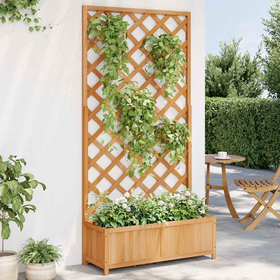 Grande jardinière treillage bois de sapin pour plantes grimpantes jardin marron 180cm