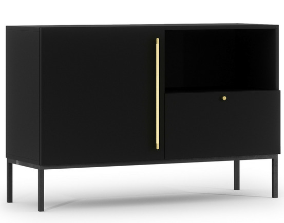 Felicia - buffet bas - noir - 1 porte, 1 tiroir et 1 niche - 120 cm