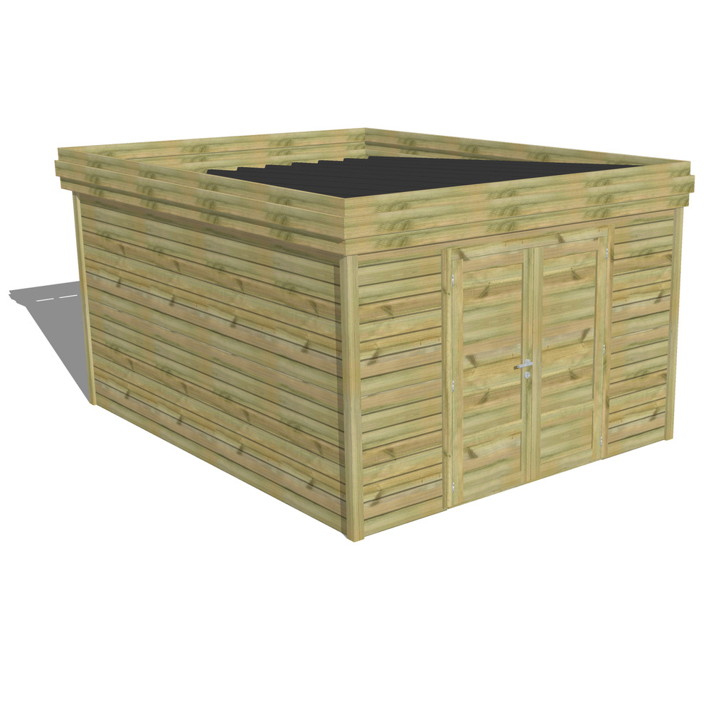 Abri de jardin bois pin traité autoclave 27mm - 3,44x4,34m / 15m2 - bac acier - abri français