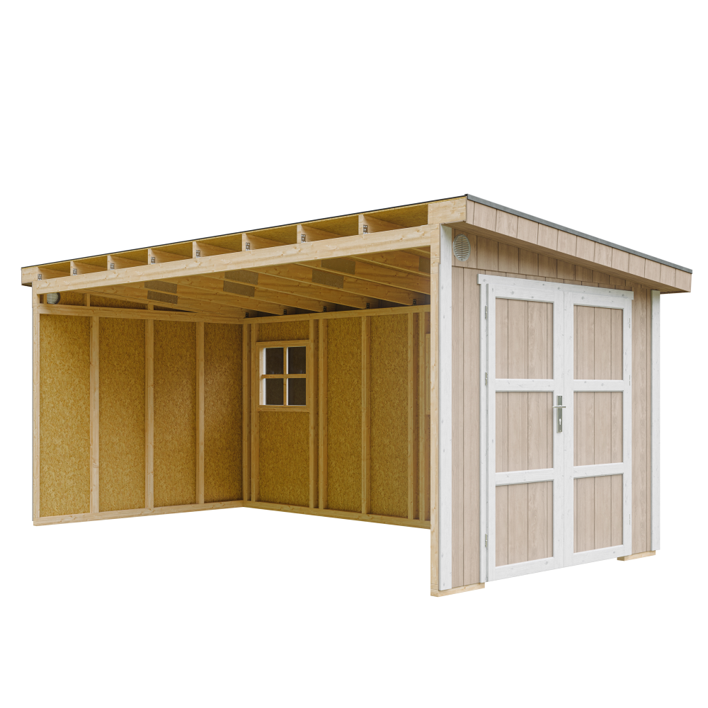 Abri de jardin qualité premium 11,47 m² - h231x248x530 cm - sans plancher e paroi latérale - timbela m940b-terra brown