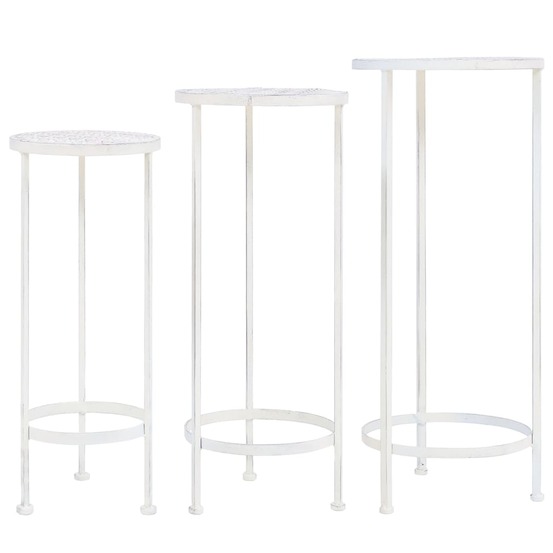 Support de plantes 3 pcs style vintage métal blanc antique