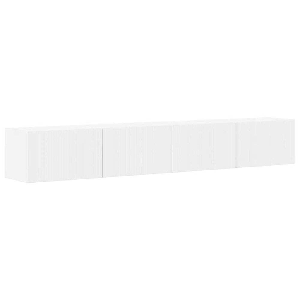 Meuble tv mural 2 pc blanc bois d'ingénierie