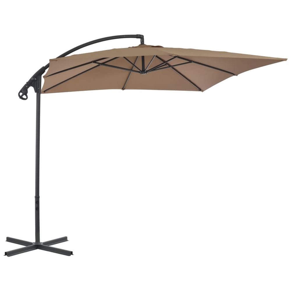 Parasol de jardin en porte-à-faux avec poteau en acier taupe