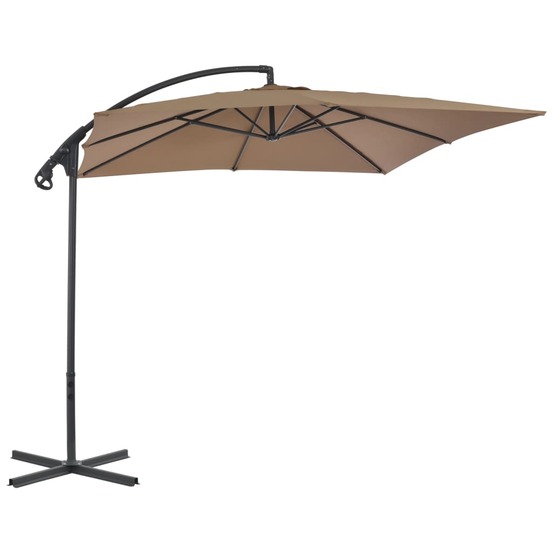 Parasol de jardin en porte-à-faux avec poteau en acier taupe