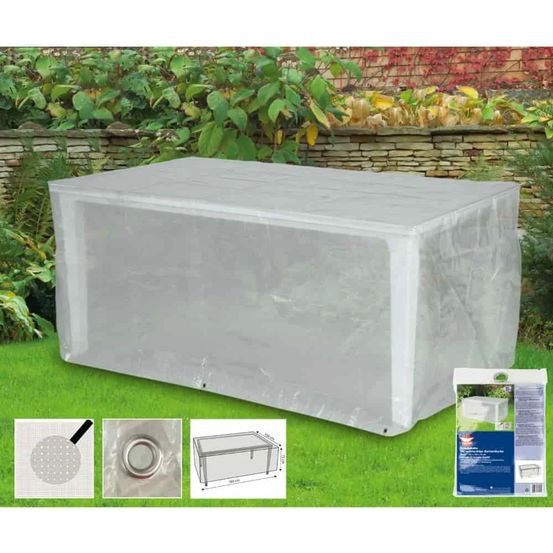Housse de protection table de jardin rectangulaire transparente 180x100x75cm