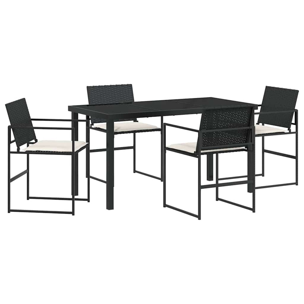 Ensemble de salle à manger pour jardin 5 pcs noir