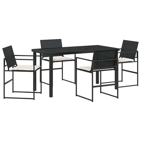 Ensemble de salle à manger pour jardin 5 pcs noir