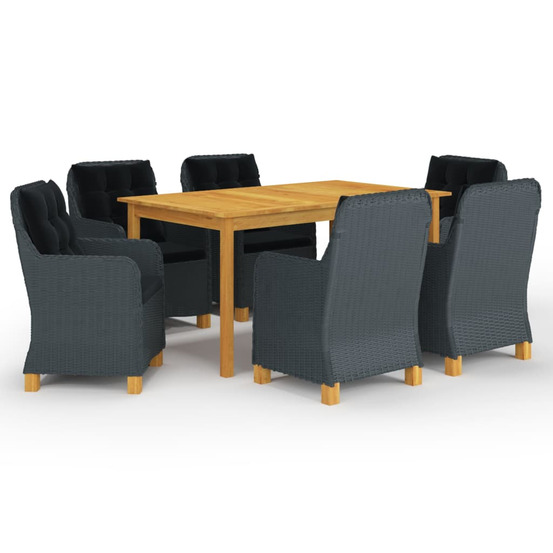 Ensemble à manger de jardin 7 pcs gris foncé