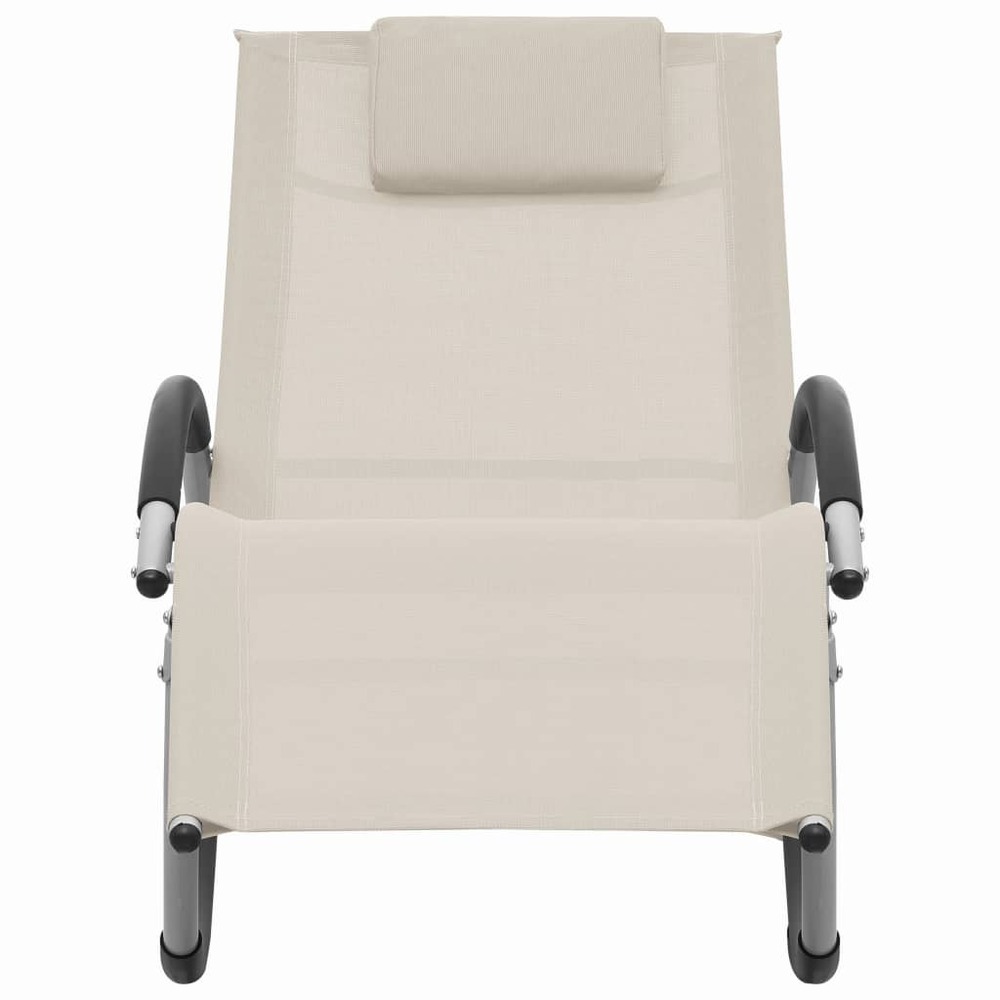 Chaise longue avec oreiller crème textilène