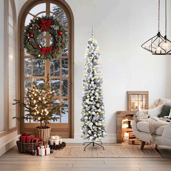 Sapin artificiel vert 180 cm intérieur/extérieur, lumineux avec kit 120 boules