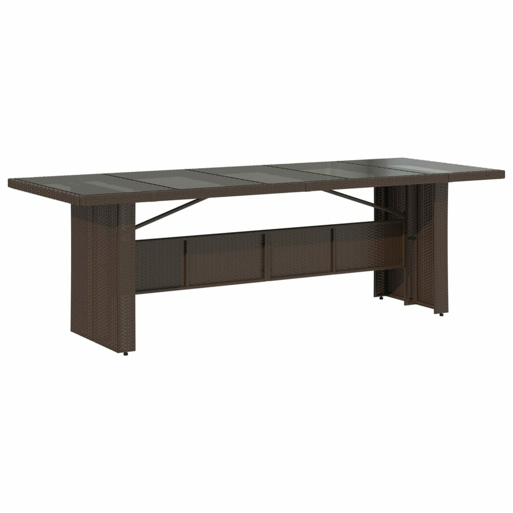 Table de jardin avec dessus en verre marron résine tressée