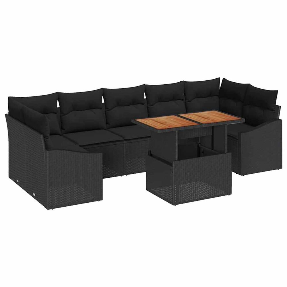 Ensemble de canapé de jardin avec coussin 8 pcs noir