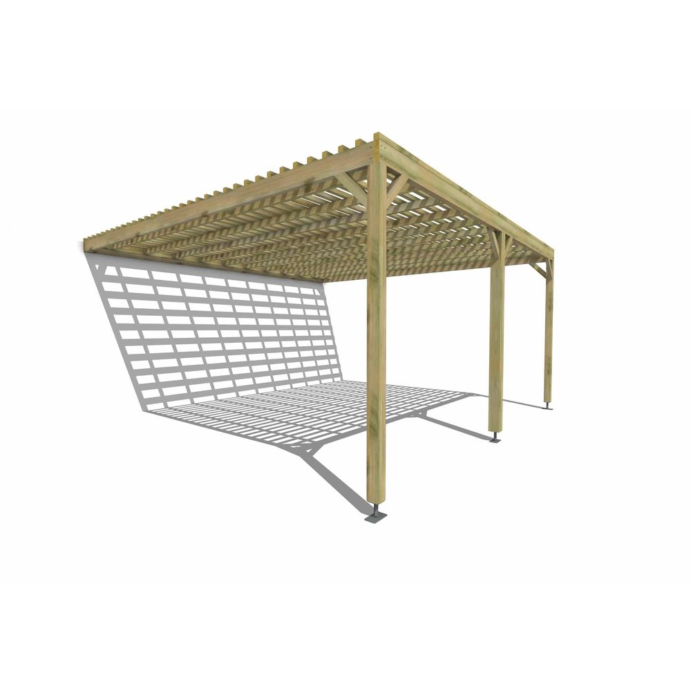 Pergola bois • 5m x 5m • adossée • sens profondeur • lattage bois • livraison comprise