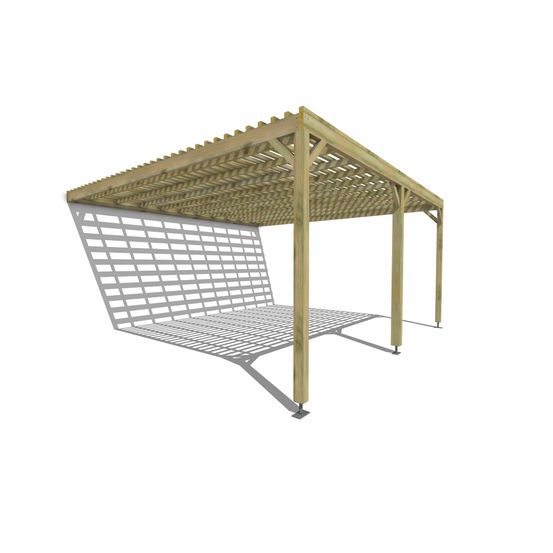 Pergola bois • 5m x 5m • adossée • sens profondeur • lattage bois • livraison comprise