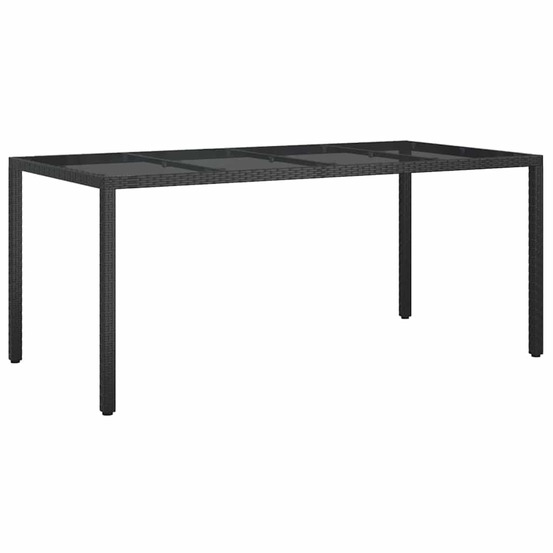 Table de jardin pour repas noir 190 x 90 x 75 cm poly rotin