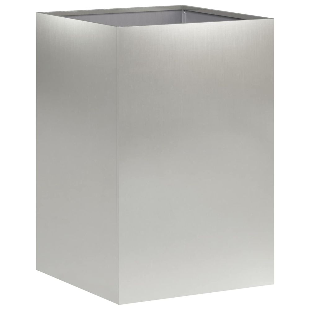 Cache-pot de jardin argenté 40 x 40 x 60 cm acier inoxydable