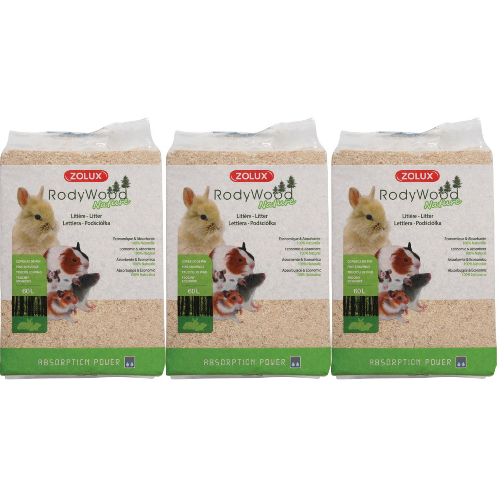 Litière naturelle rodywood (lot de 3)