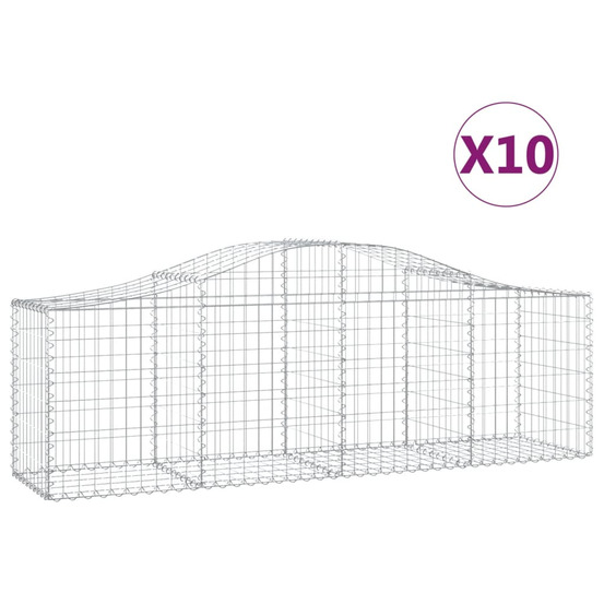 Paniers à gabions arqués 10 pcs 200x50x60/80 cm fer galvanisé