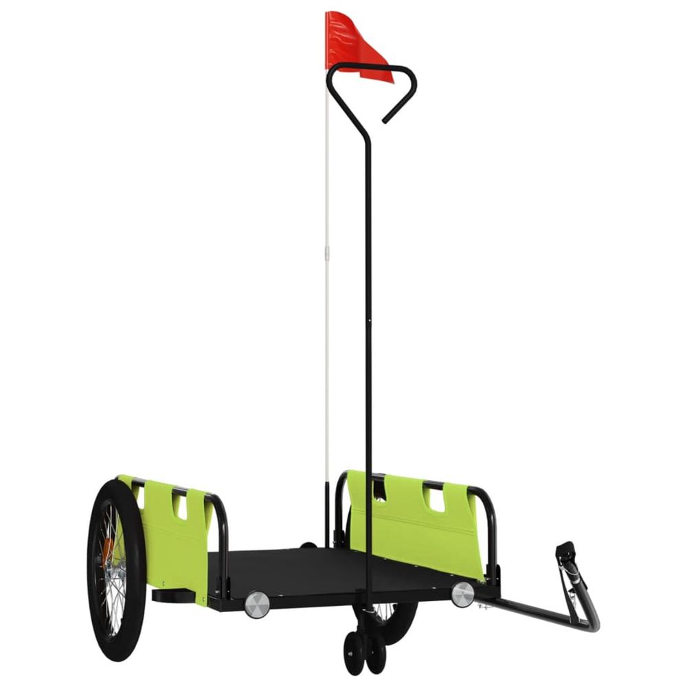 Remorque de vélo vert et noir tissu oxford et fer